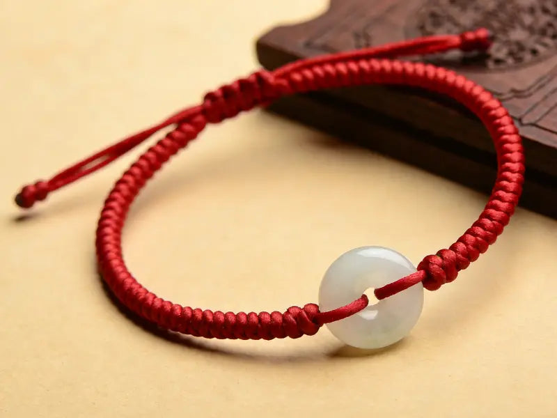 Red String Bracelet with Jade