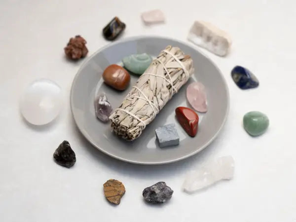 A Sage Stick with Crystals