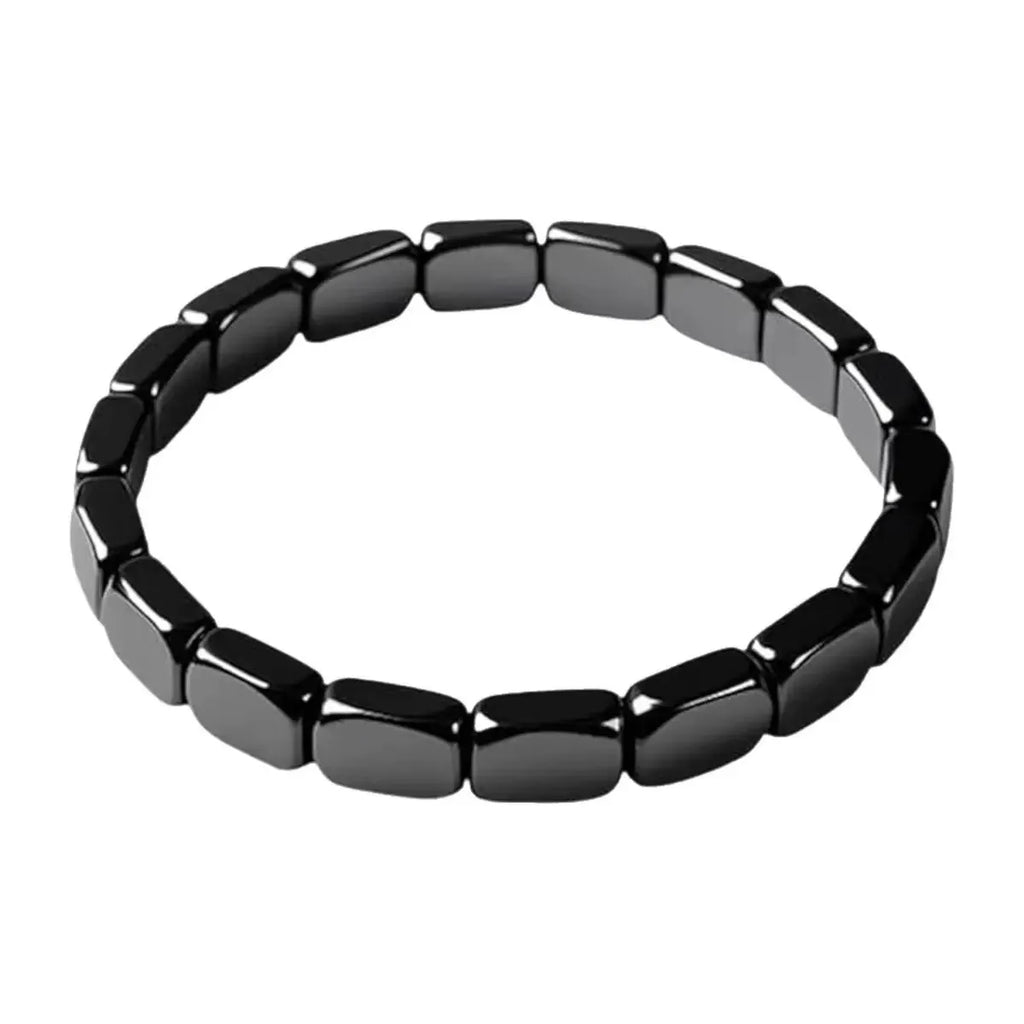 Hematite Stone Bracelet for Men - Sleek Dark Metallic Magnetic Balance Wristband