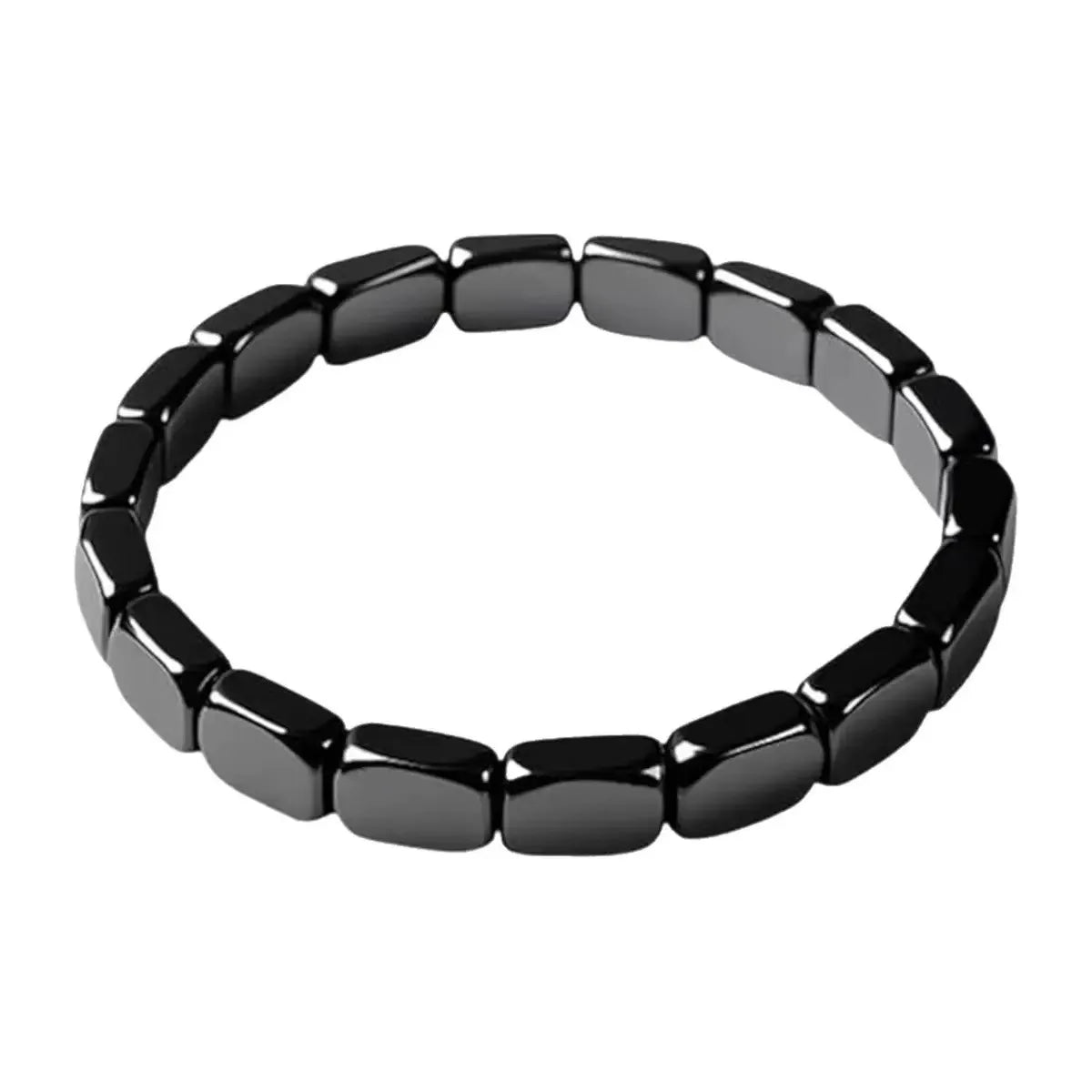 Hematite Stone Bracelet for Men - Sleek Dark Metallic Magnetic Balance Wristband