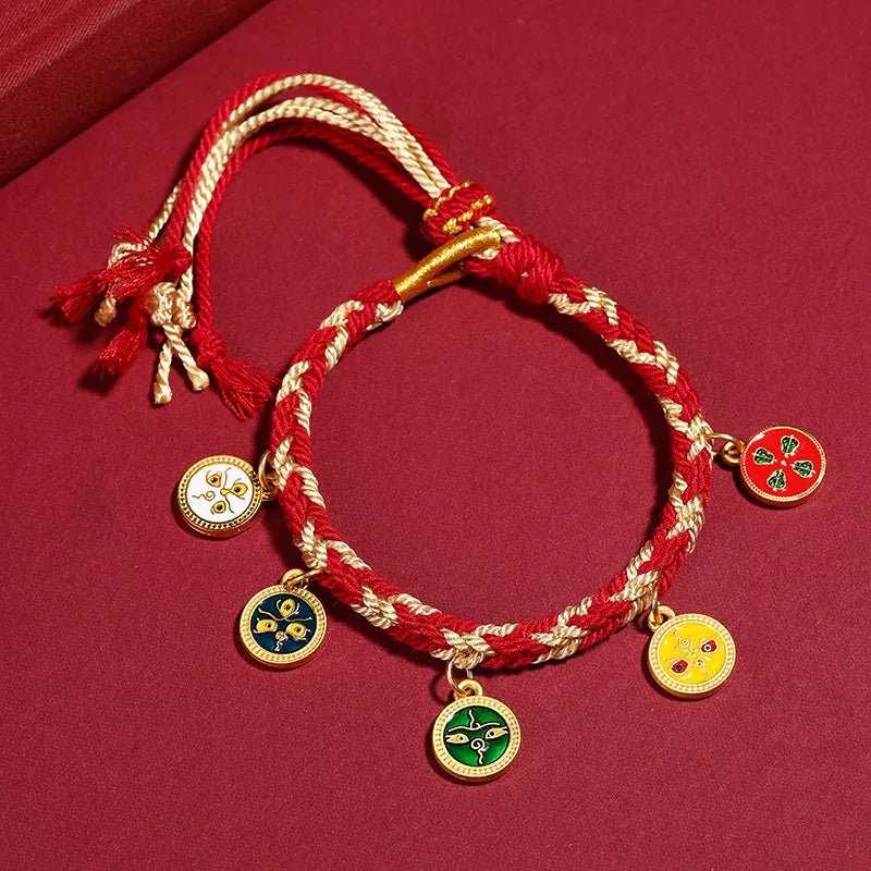 Five Wealth Gods Eight-Strand Woven Good Fortune Bracelet