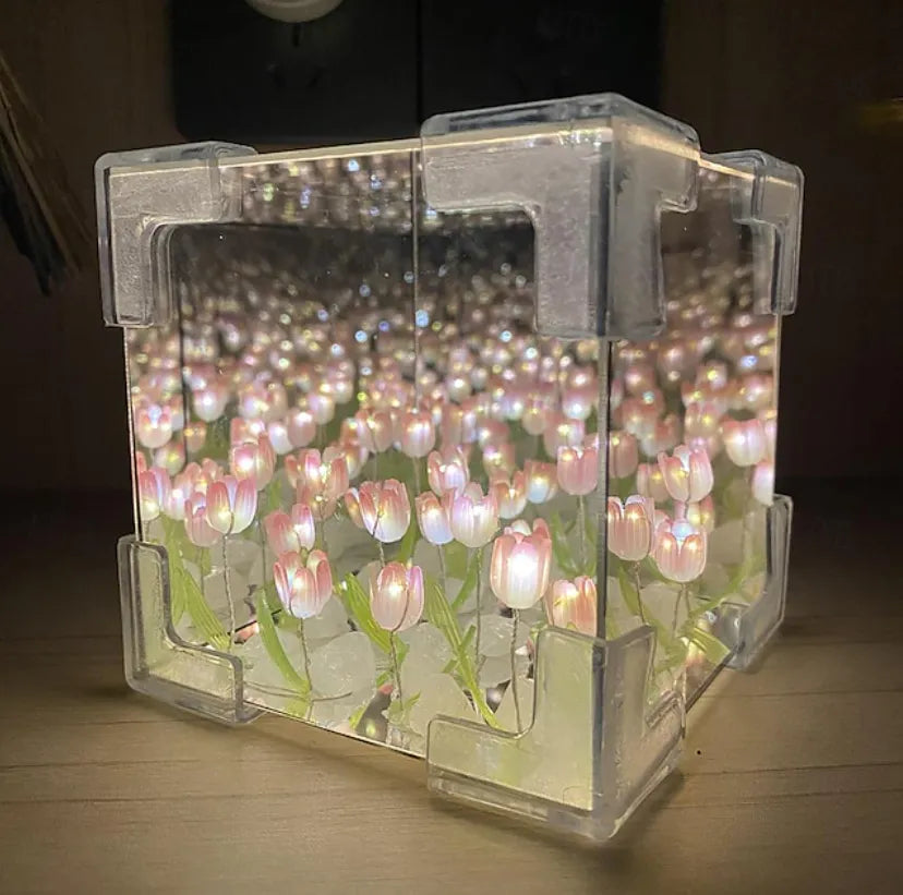 Magic Cube Tulip Mirror Night Light