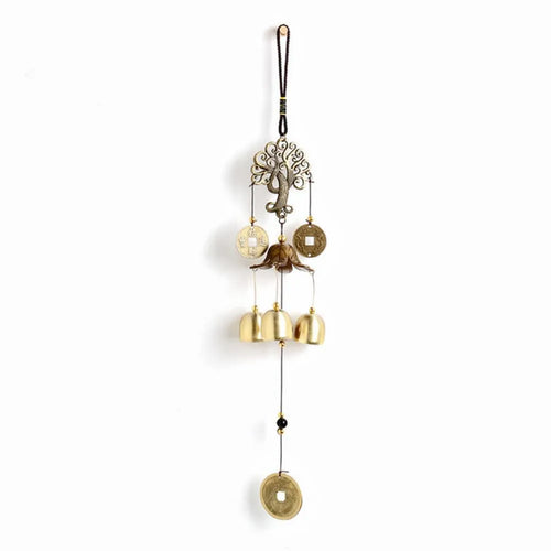 Sacred Lotus - Antique Brass Feng Shui Wind Chime for Prosperity & Balance