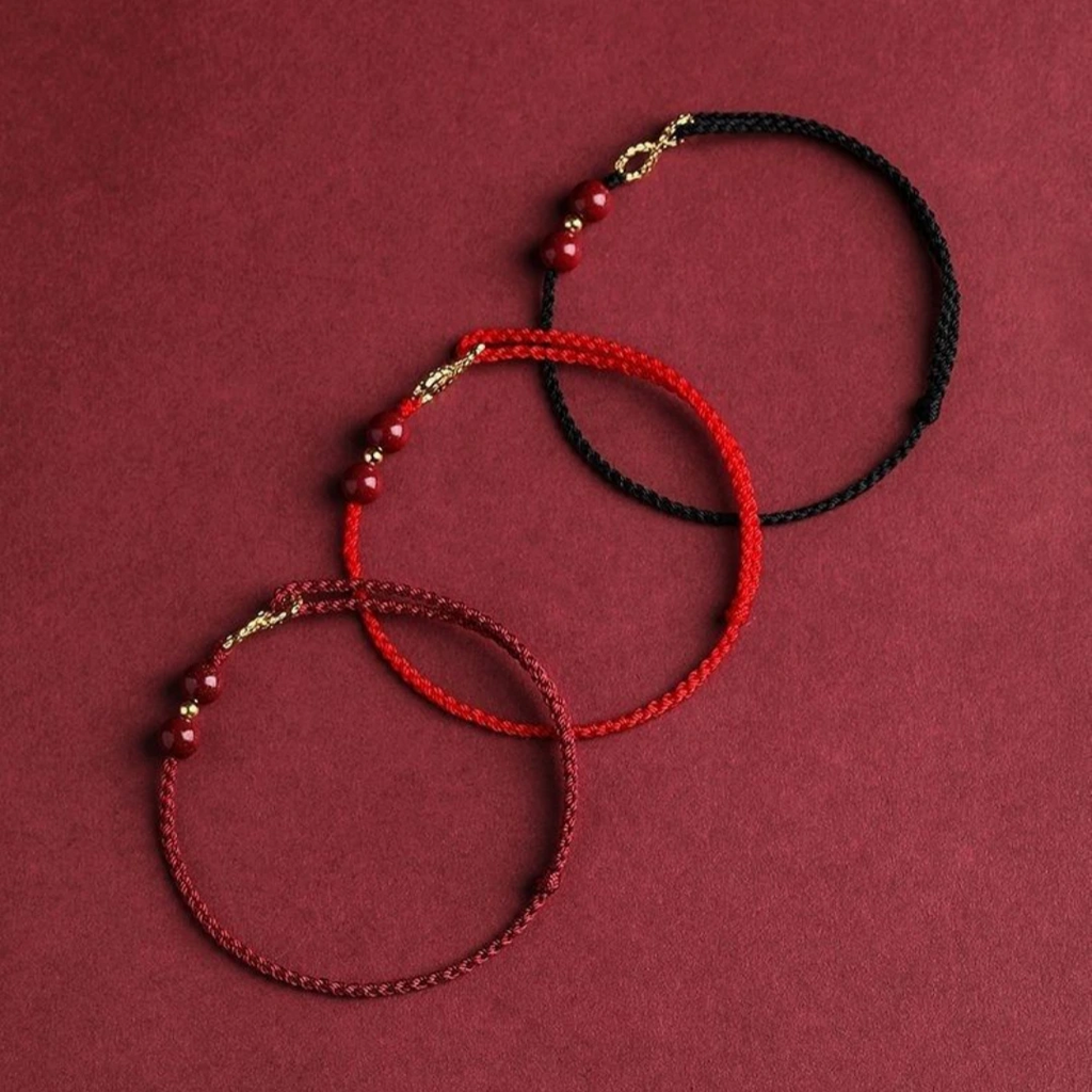 Cinnabar Blessing Red String Golden Infinity Symbol Bracelet Anklet
