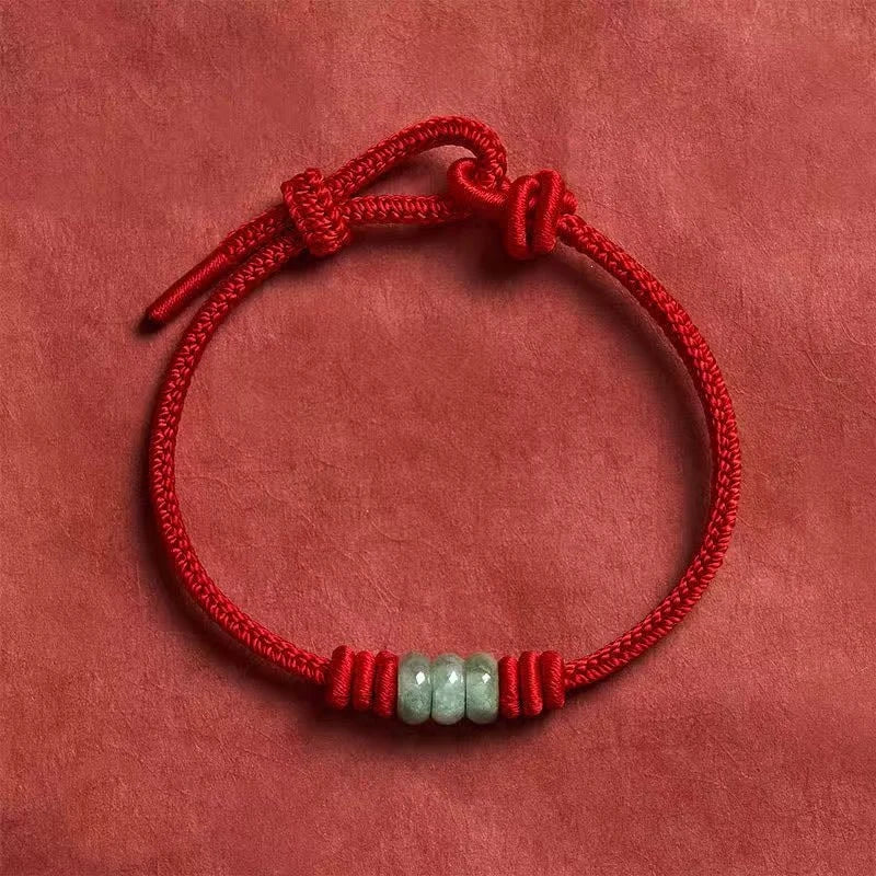 Handmade Braided Red String with 3mm Jade Beads Protection