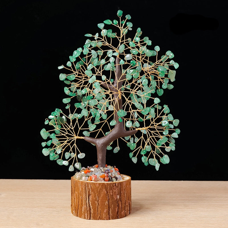 Sacred Lotus - Green Aventurine Crystal Tree for Prosperity & Emotional Healing