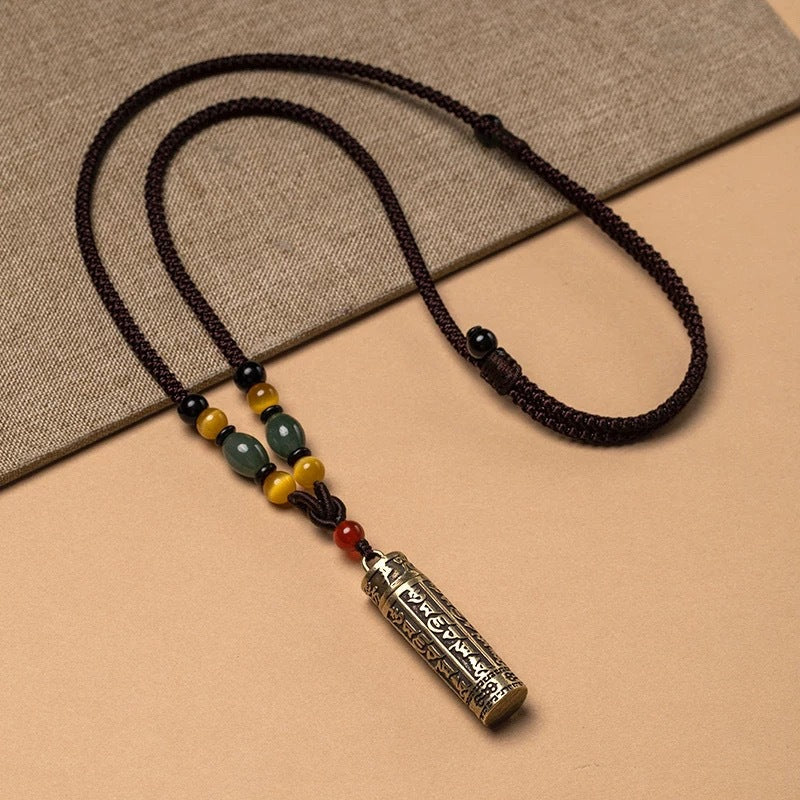 Sacred Lotus - Hand-Braided Brass Tibetan Necklace for Protection & Peace