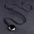 Sacred Lotus - Natural Black Obsidian Hexagram Pendant for Grounding & Peace
