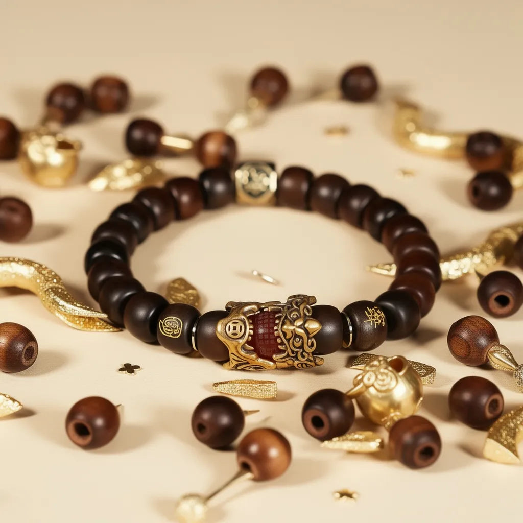 Sacred Thunderbolt Jujube Wood Talisman - Pixiu Fortune Bracelet