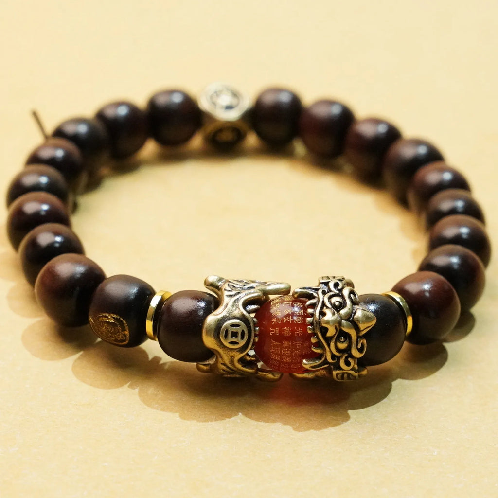 Sacred Thunderbolt Jujube Wood Talisman - Pixiu Fortune Bracelet
