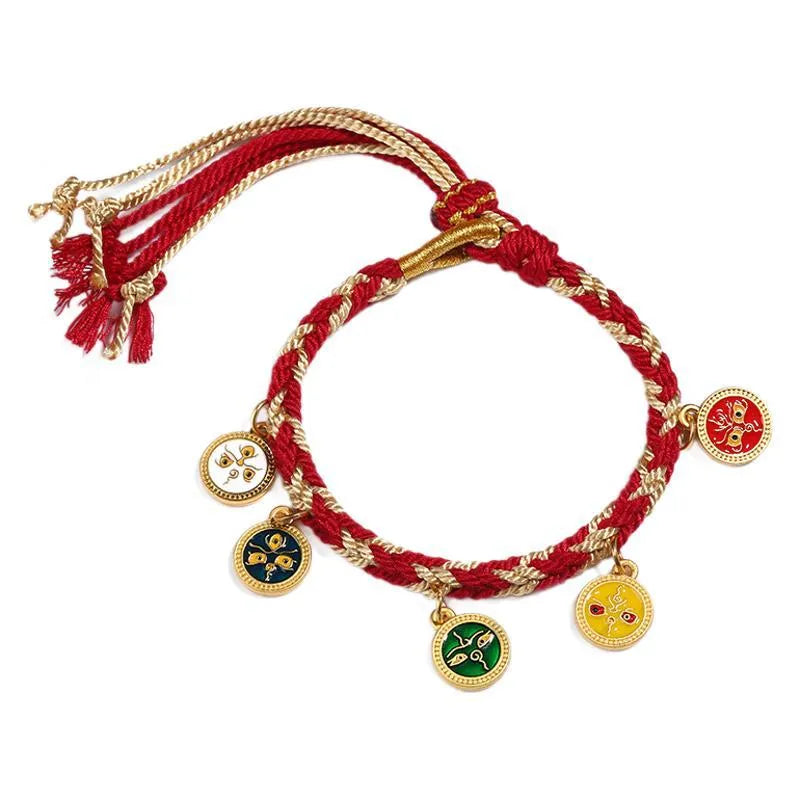 Five Wealth Gods Eight-Strand Woven Good Fortune Bracelet