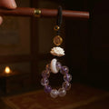 Natural Purple Crystal Keychain - Portable Crystal Healing Pendant for Good Fortune