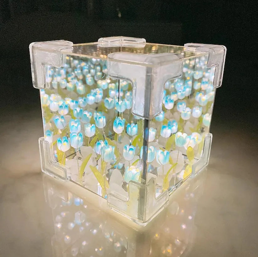 Magic Cube Tulip Mirror Night Light