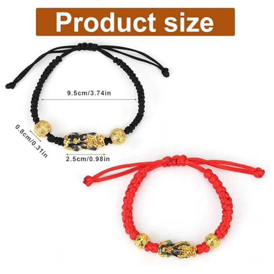 Sacred Lotus - Pixiu Red & Black Bracelet for Wealth and Good Luck