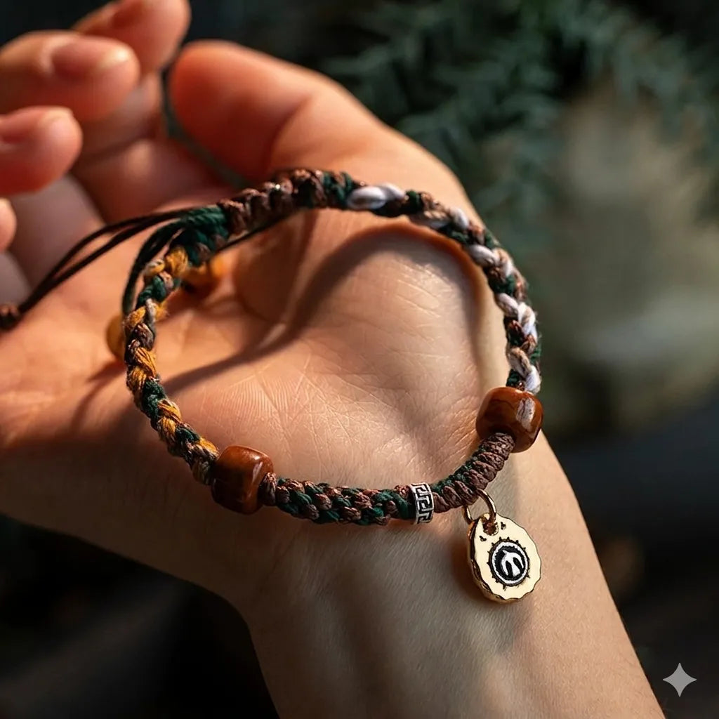 Tibetan Inspired Hand-Knotted Artisan Braided Wristband