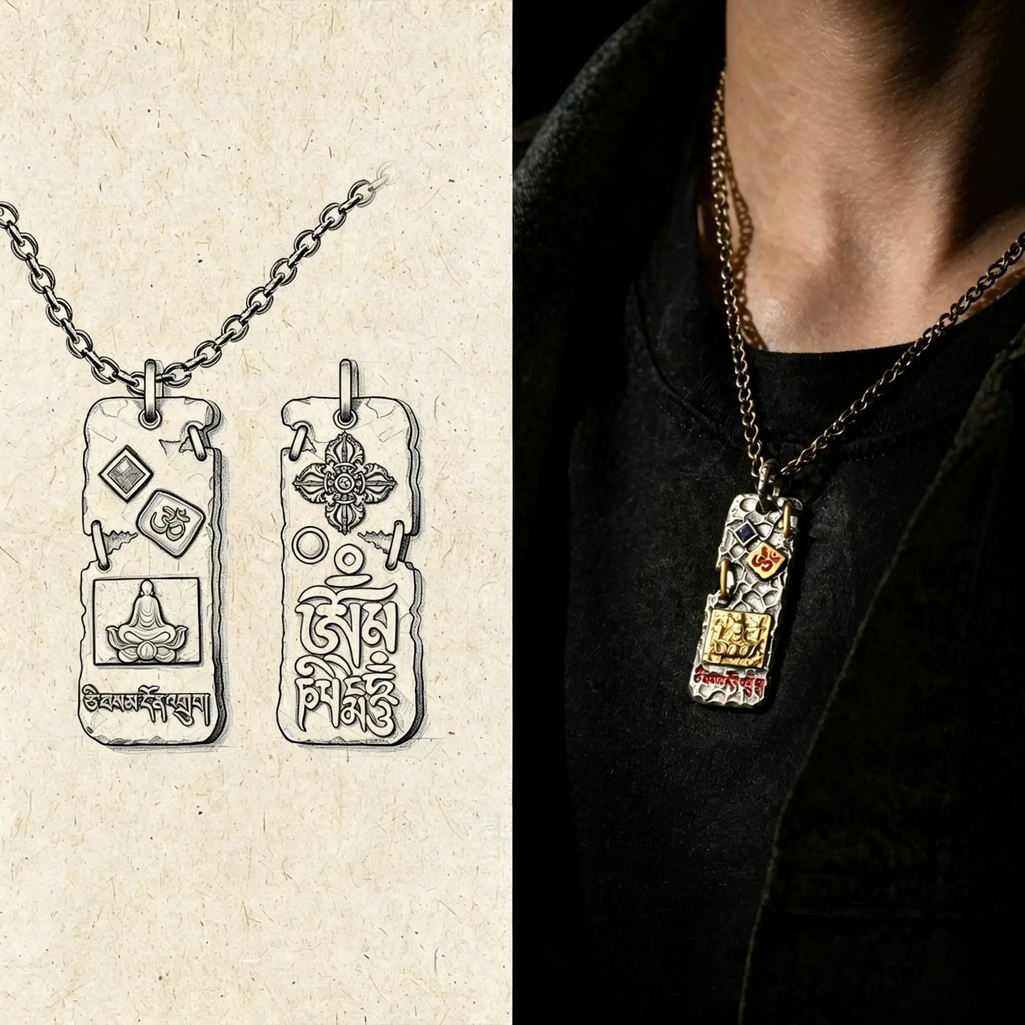 Tibetan Buddhist Faceless Buddha Pendant with Chain