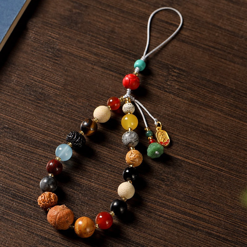 Sacred Lotus - 18 Bodhi Seeds Vintage Phone Charm for Wisdom & Harmony