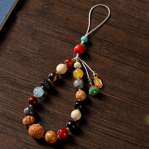 Sacred Lotus - 18 Bodhi Seeds Vintage Phone Charm for Wisdom & Harmony