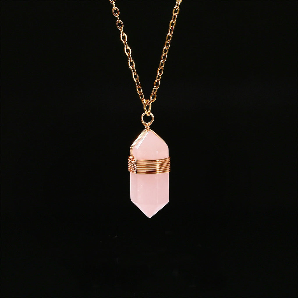 Wire-Wrapped Hexagonal Crystal Point Necklace