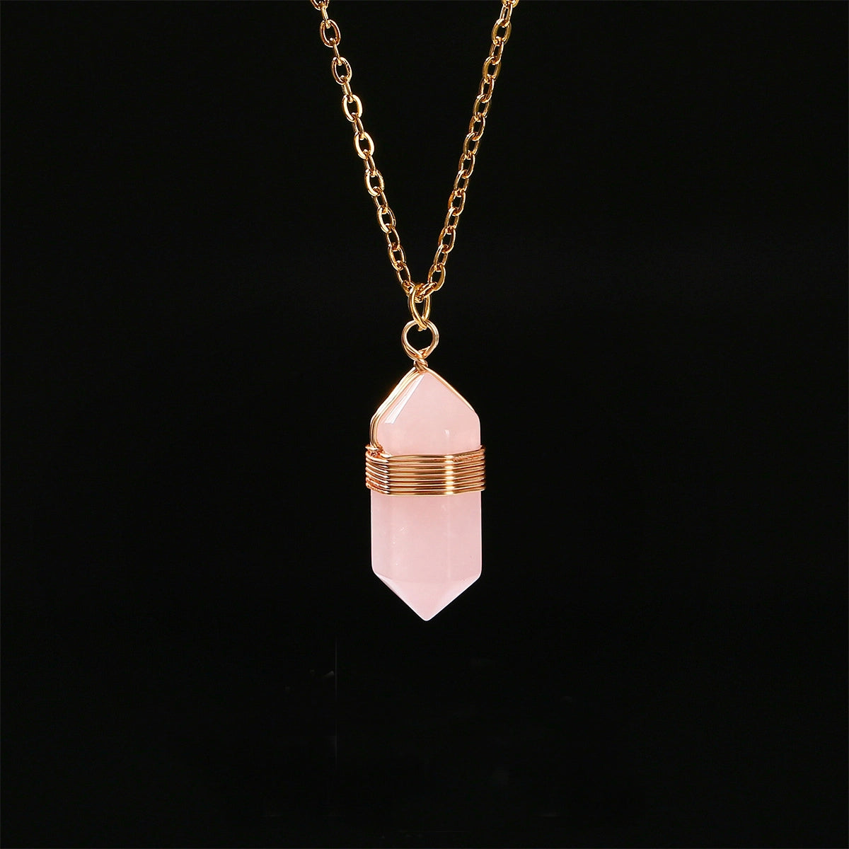 Wire-Wrapped Hexagonal Crystal Point Necklace