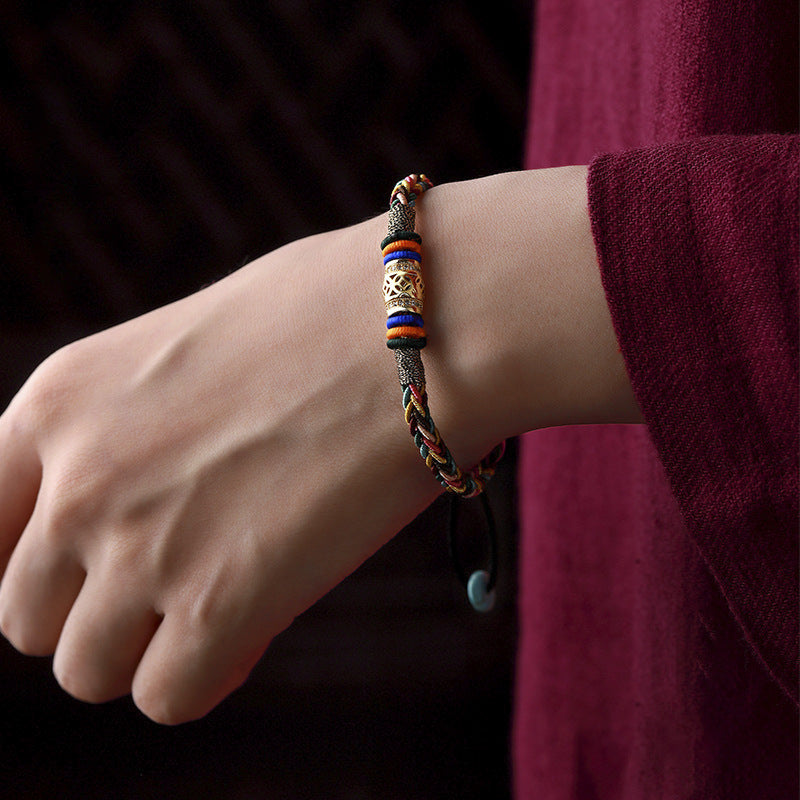 Sacred Lotus - Tibetan Vajra Knot Five-Color Cord Bracelet for Protection & Balance