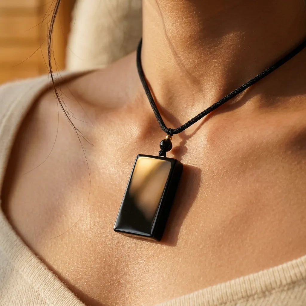 The Obsidian Void Shield: Minimalist Wu Shi Pai Protection Pendant