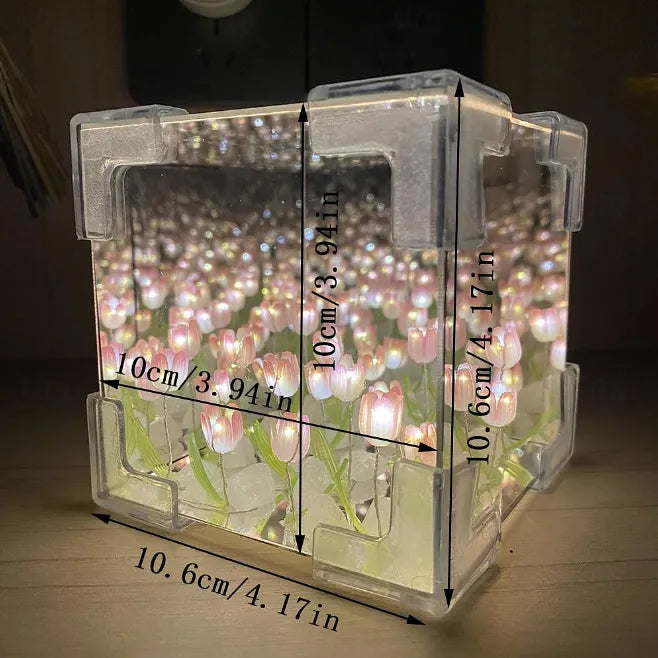 Magic Cube Tulip Mirror Night Light