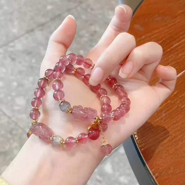 Sacred Lotus - Rose Quartz Bracelet with Pixiu for Love & Protection