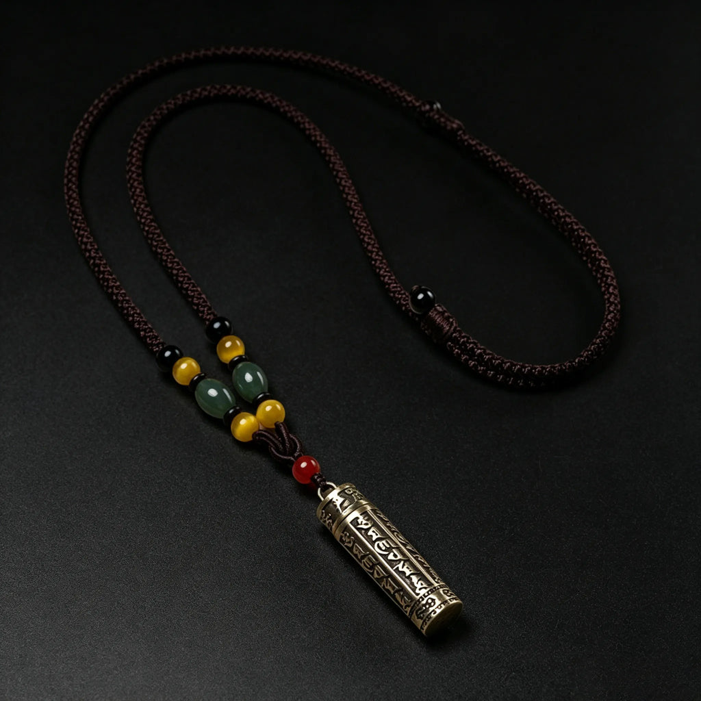 Hand-Braided Brass Tibetan Necklace for Protection & Spirit