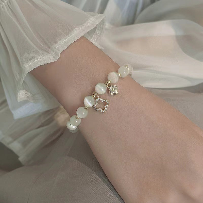 Sacred Lotus - Natural Clear Quartz Crystal Healing Bracelet for Energy Amplifying