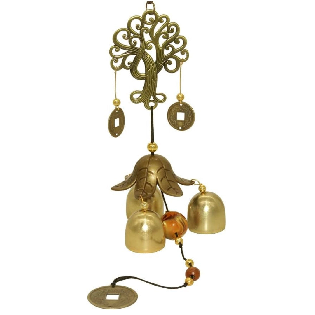 Sacred Lotus - Antique Brass Feng Shui Wind Chime for Prosperity & Balance