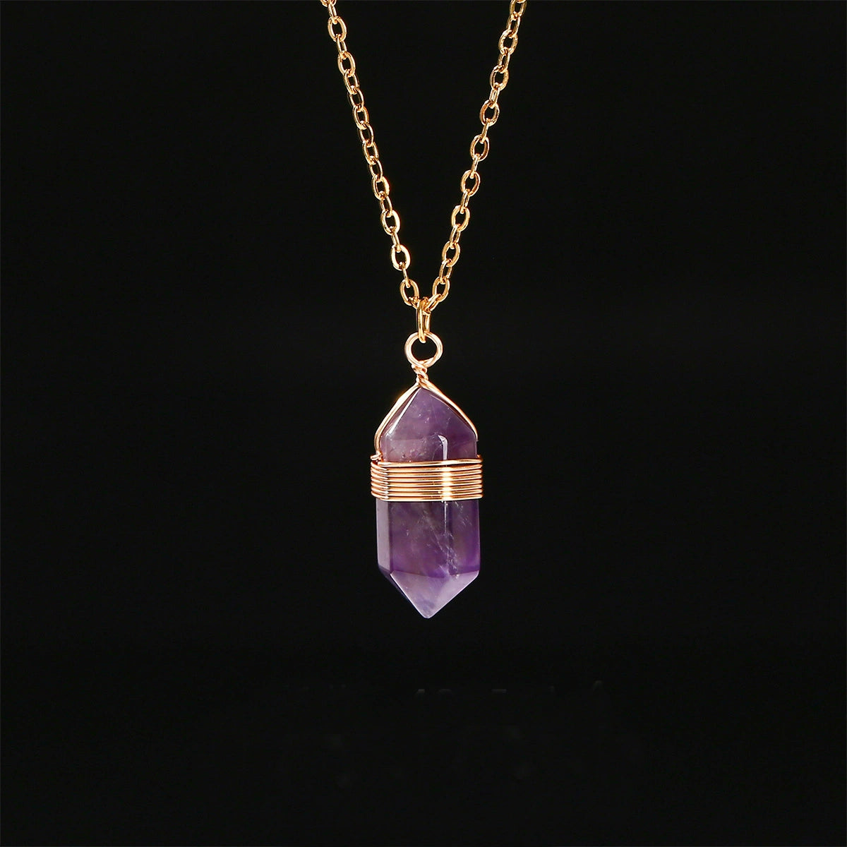 Wire-Wrapped Hexagonal Crystal Point Necklace