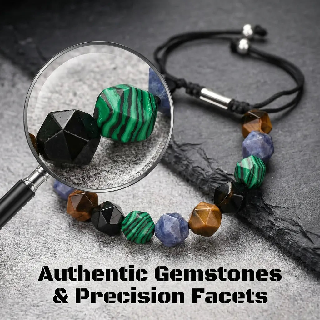 Geometric Faceted Natural Stone Bracelet
