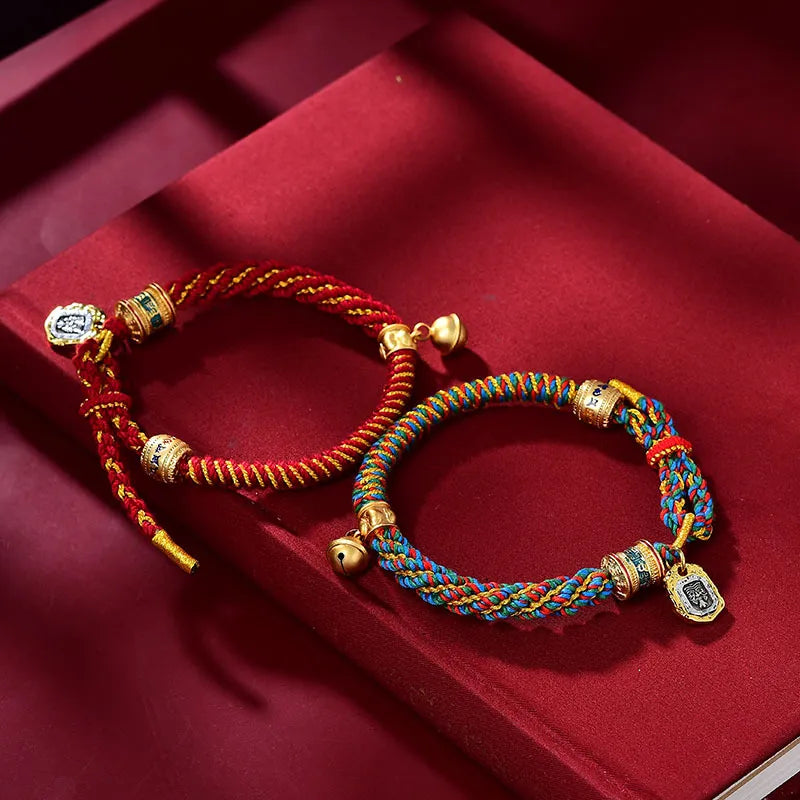 Tibetan Carved Zakiram Goddess of Wealth Charm Amulet Bracelet