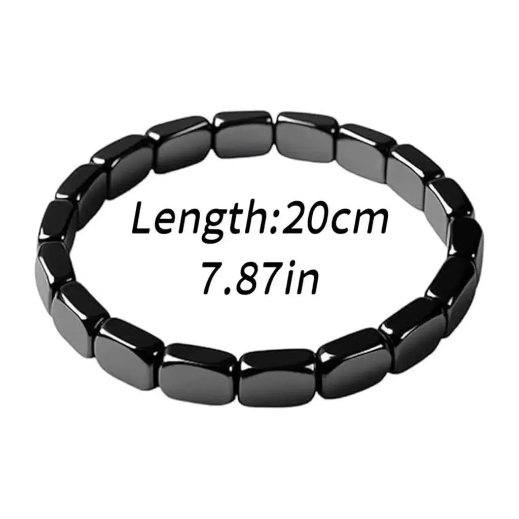Hematite Stone Bracelet for Men - Sleek Dark Metallic Magnetic Balance Wristband