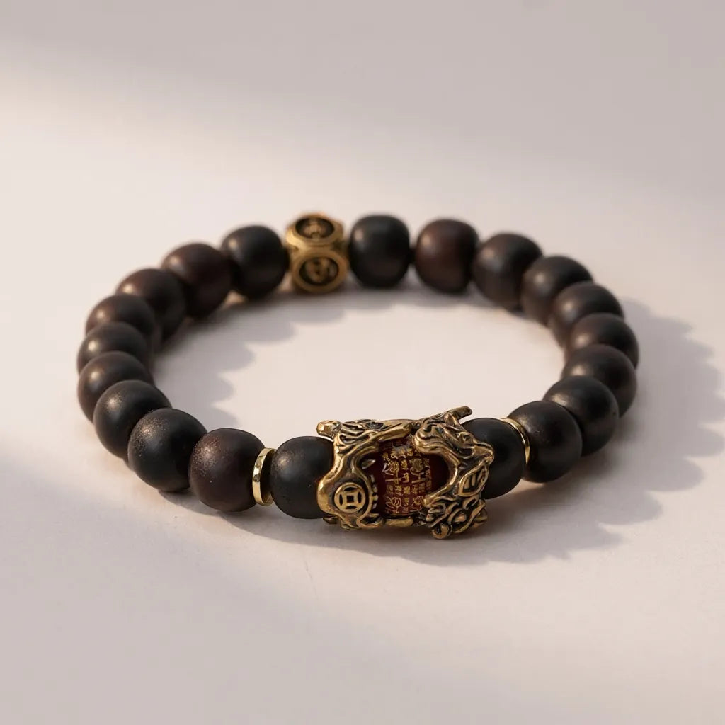 Sacred Thunderbolt Jujube Wood Talisman - Pixiu Fortune Bracelet