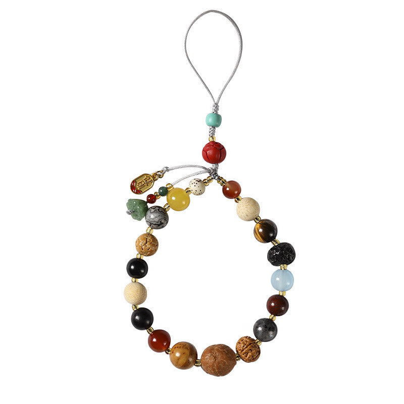 Sacred Lotus - 18 Bodhi Seeds Vintage Phone Charm for Wisdom & Harmony