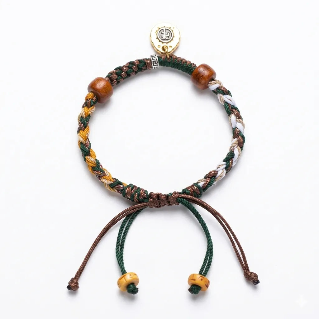 Tibetan Inspired Hand-Knotted Artisan Braided Wristband