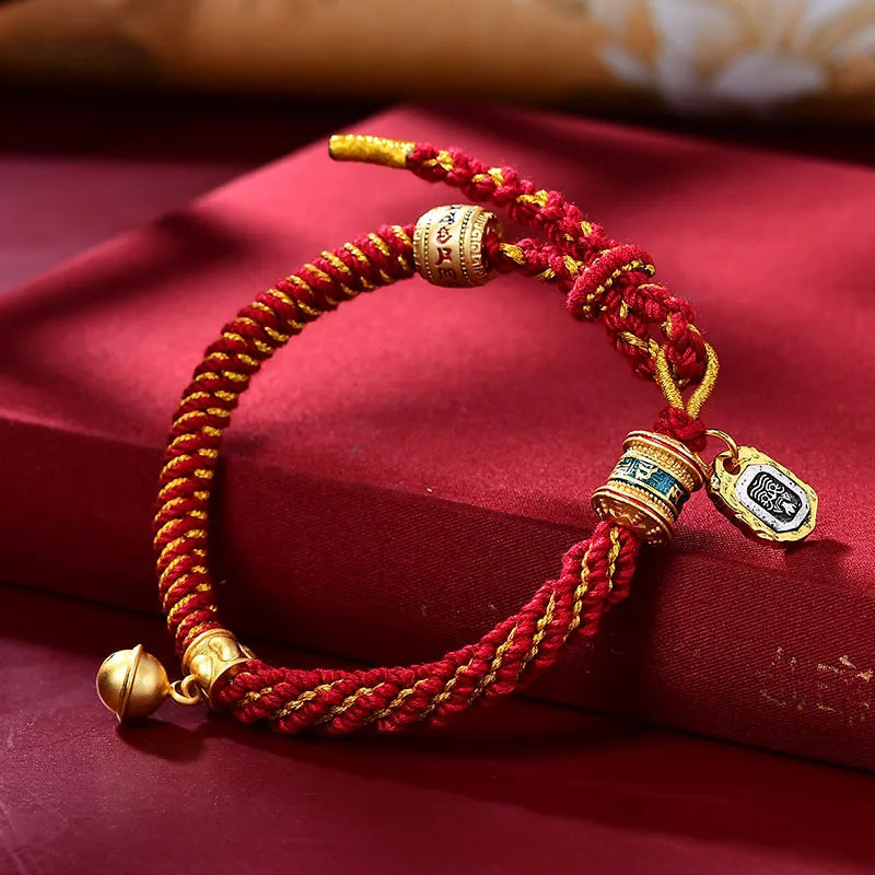 Tibetan Carved Zakiram Goddess of Wealth Charm Amulet Bracelet