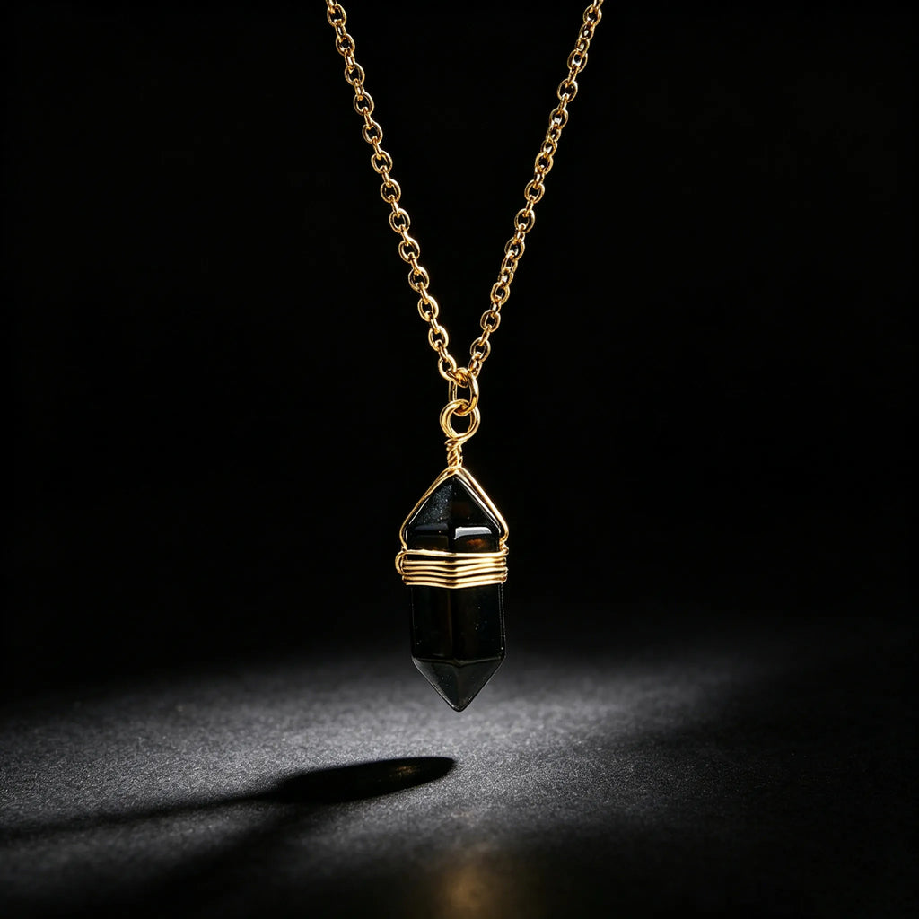 Wire-Wrapped Hexagonal Crystal Point Necklace