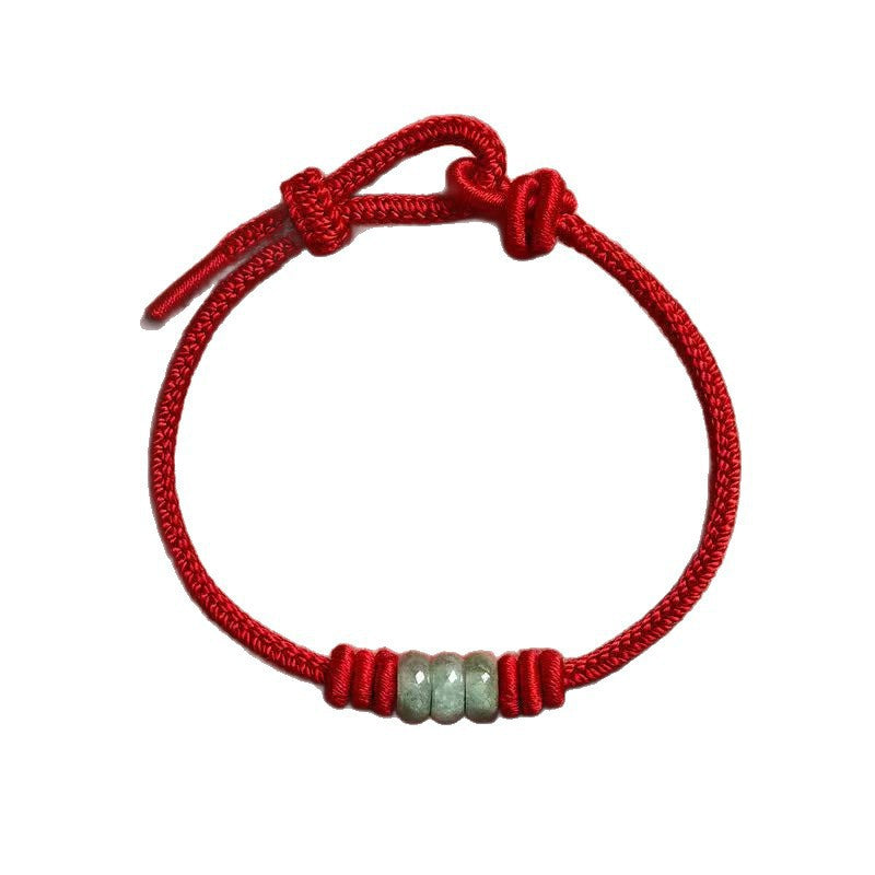 Handmade Braided Red String with 3mm Jade Beads Protection