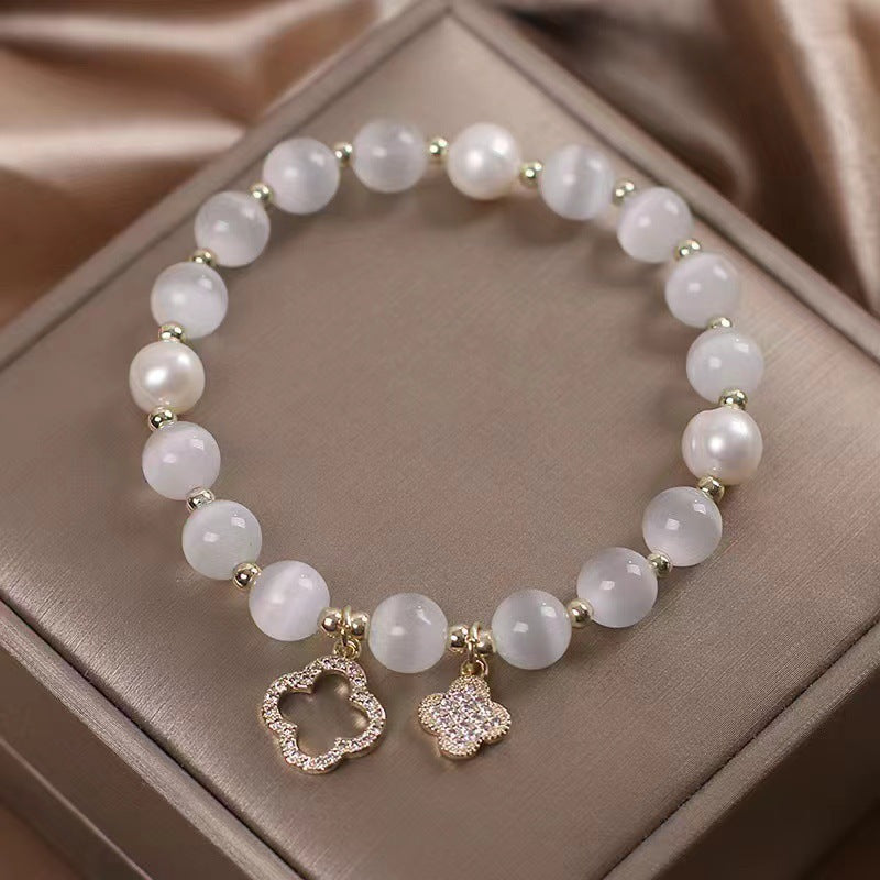 Sacred Lotus - Natural Clear Quartz Crystal Healing Bracelet for Energy Amplifying