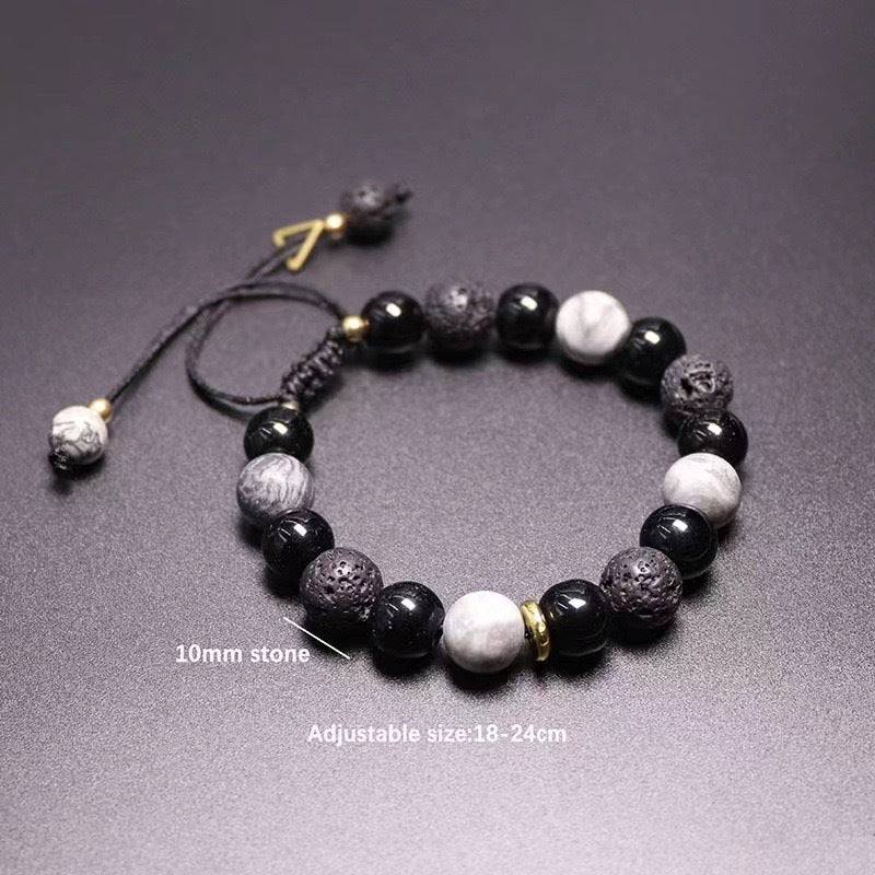 Minimalist Black Volcanic Stone Strand Bracelet