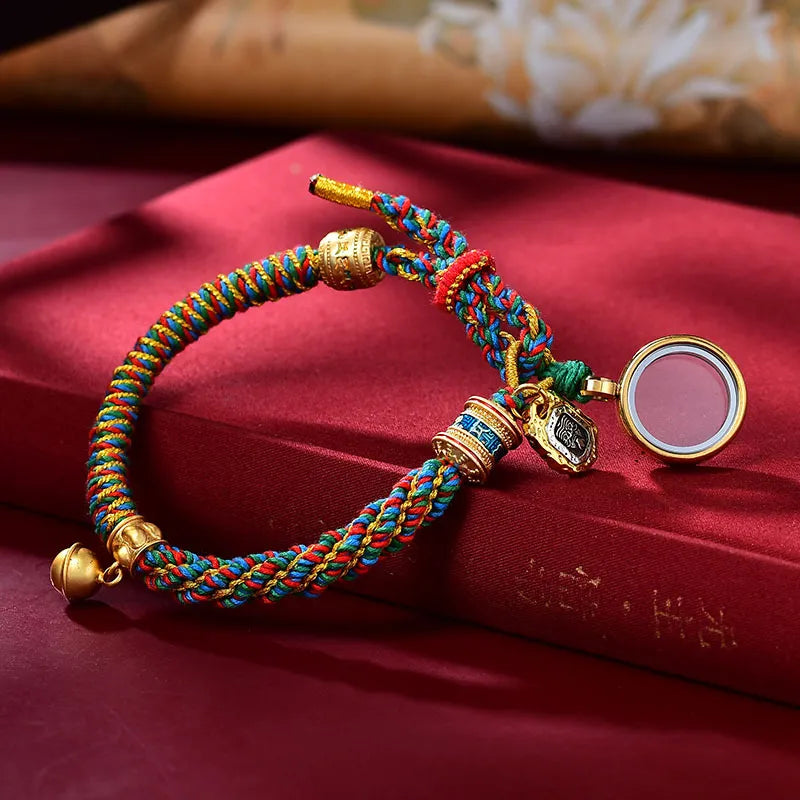 Tibetan Carved Zakiram Goddess of Wealth Charm Amulet Bracelet