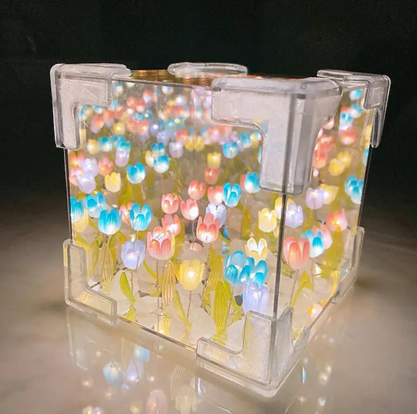Magic Cube Tulip Mirror Night Light