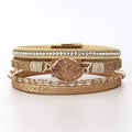 Leather Wrap Bracelet for Women, Boho Western Layered Cuff Jewelry