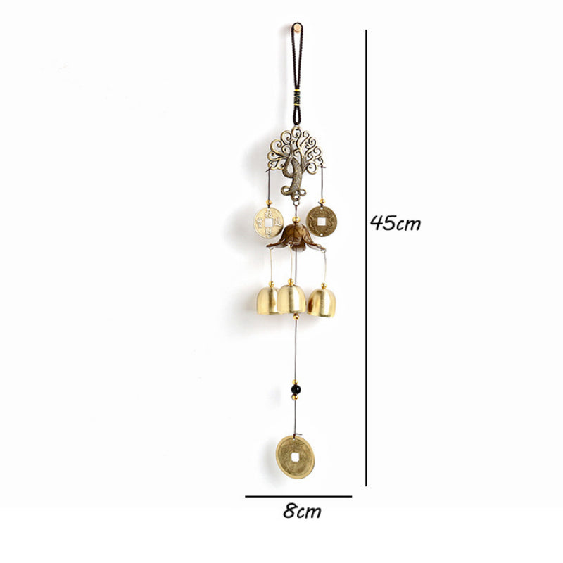 Sacred Lotus - Antique Brass Feng Shui Wind Chime for Prosperity & Balance