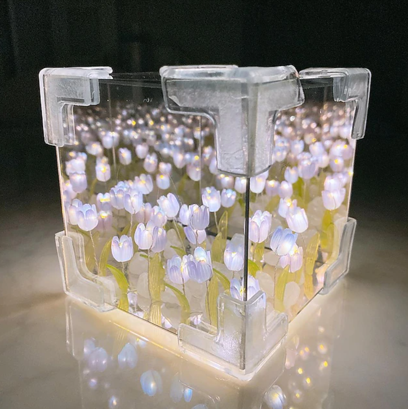 Magic Cube Tulip Mirror Night Light