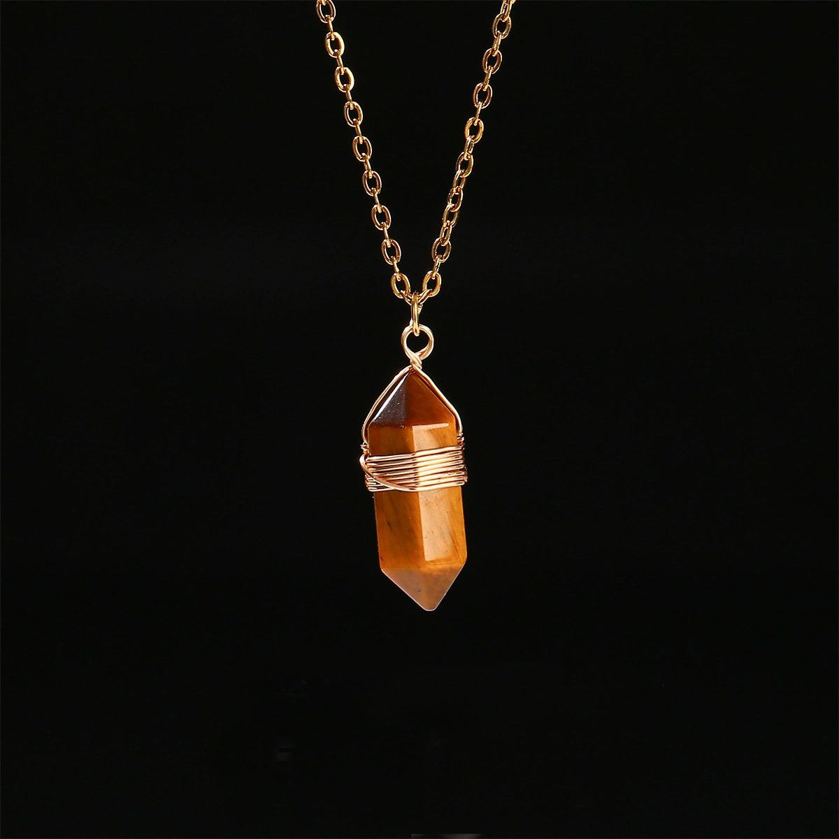 Wire-Wrapped Hexagonal Crystal Point Necklace