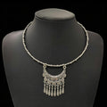 Tibetan Crescent Moon Vintage Carved Tassel Necklace for Intuition